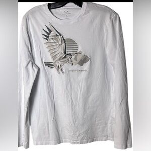 Armani Exchange women long sleeve t shirt ,white,logo ,EC, 100 cotton, casual